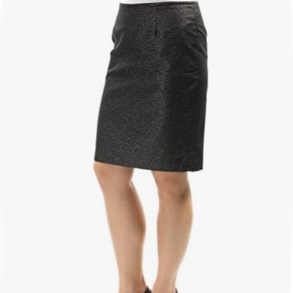 Calvin Klein Dresses & Skirts - Calvin Klein Metallic Jacquard Straight Pencil Skirt Classic Black Silver 2 New